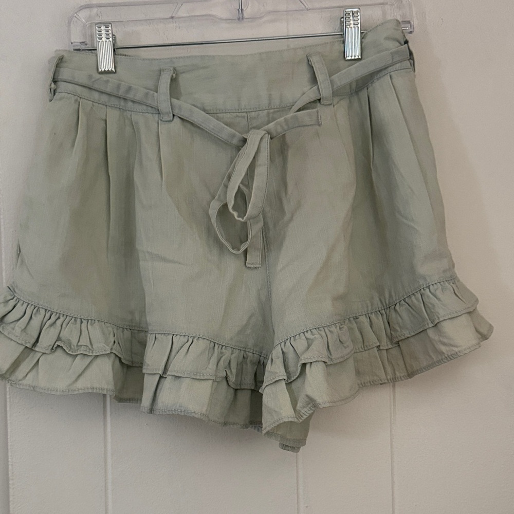 Free People High Waist Ruffled Cream Shorts